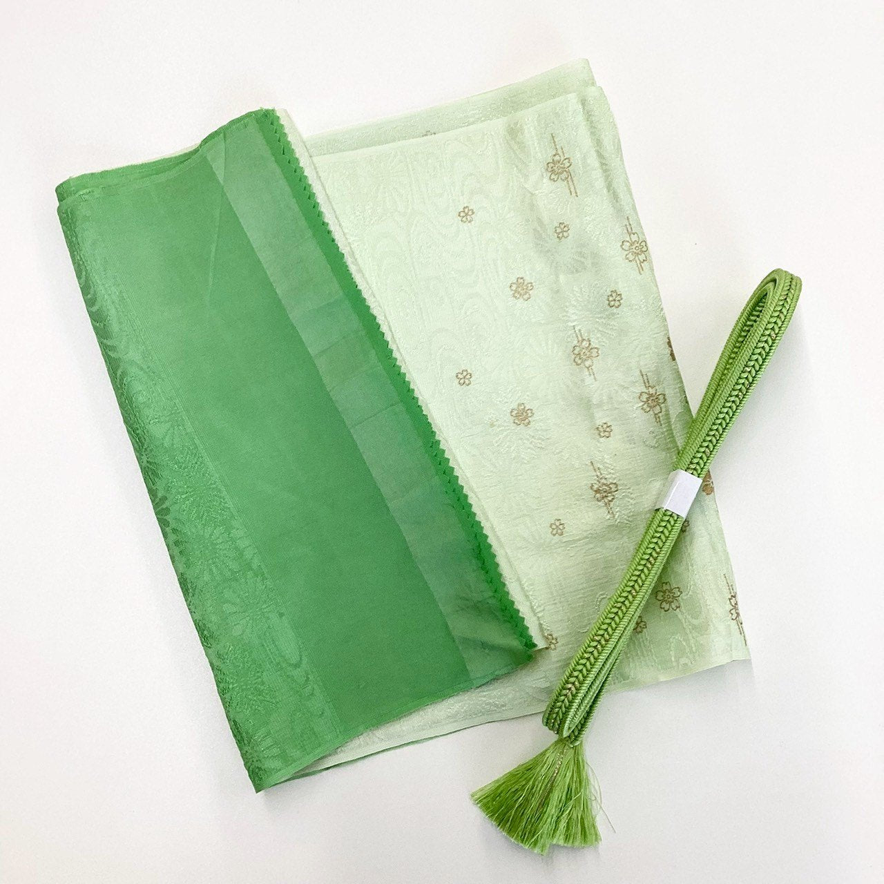 8230# Japanese Kimono Accessory Vintage Obiage and Obijime 2-piece Set Silk