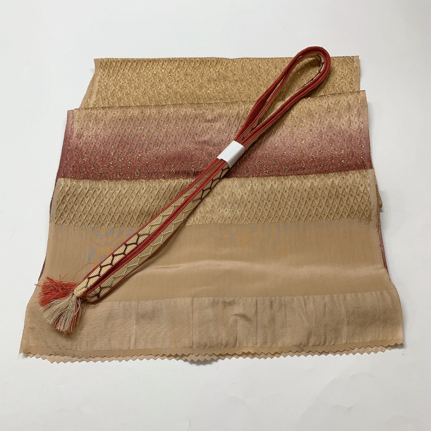 9028# Japanese Kimono Accessory Vintage Obiage and Obijime 2-piece Set Silk