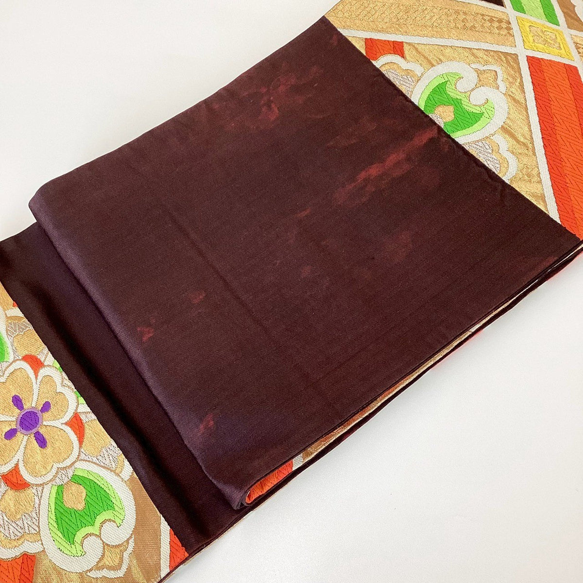 8857# Japanese Vintage Fukuro Obi Belt Kimono Fabric Silk Traditional