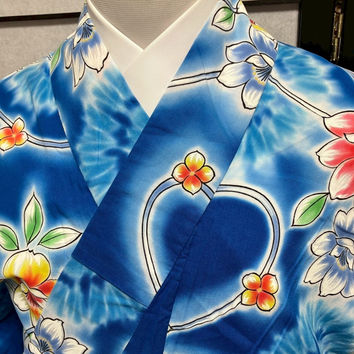 ［9437］浴衣 草花飾り紐文 ぼかし ゆかた レディース 綿 リメイク