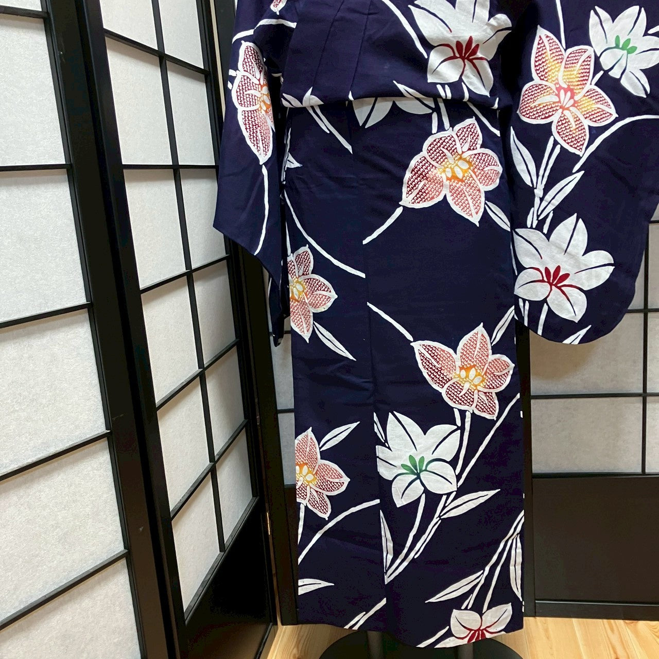 ［9483］浴衣 草花文様 ゆかた レディース リメイク 綿