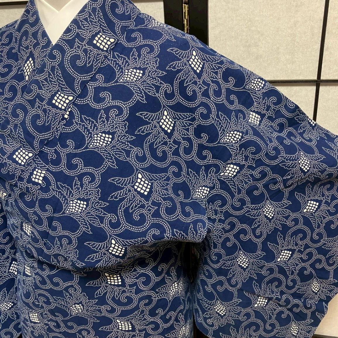 ［9120］浴衣 花唐草文様 ゆかた レディース 綿 リメイク
