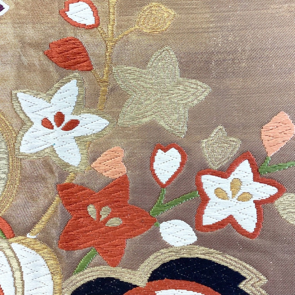 ［8811］袋帯 桐花文様 刺繍 金糸 六通 正絹 着物 フォーマル