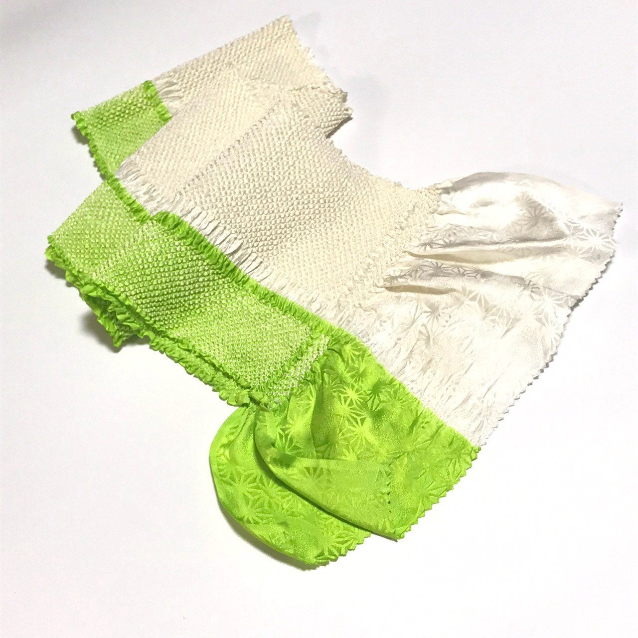 ［9955］帯締め 帯揚げ セット 美品 麻の葉模様 絞り 正絹 着物 帯絞め 成人式 振袖