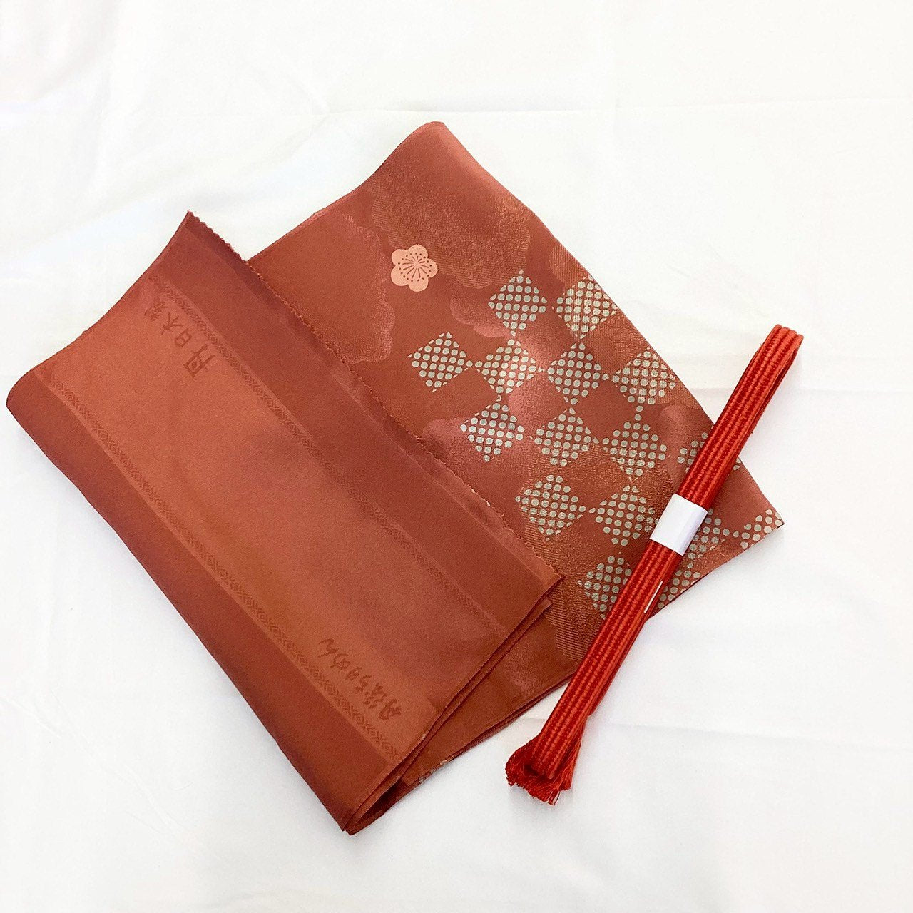 8201# Japanese Kimono Accessory Vintage Obiage and Obijime 2-piece Set Silk