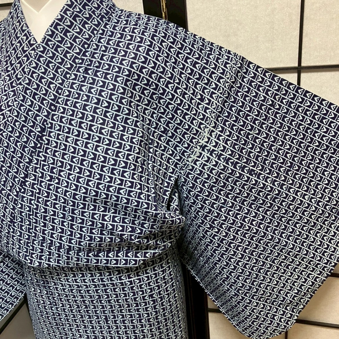 ［9108］浴衣 幾何学模様 ゆかた レディース 綿 リメイク