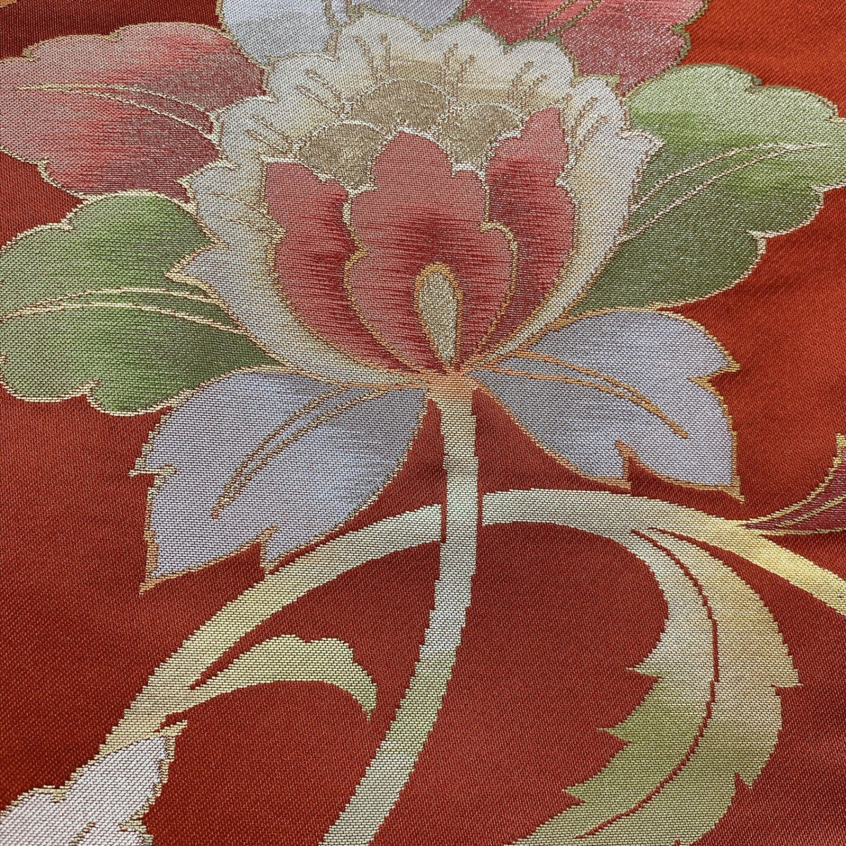 ［9323］名古屋帯 花唐草文様 金糸 九寸 正絹 着物