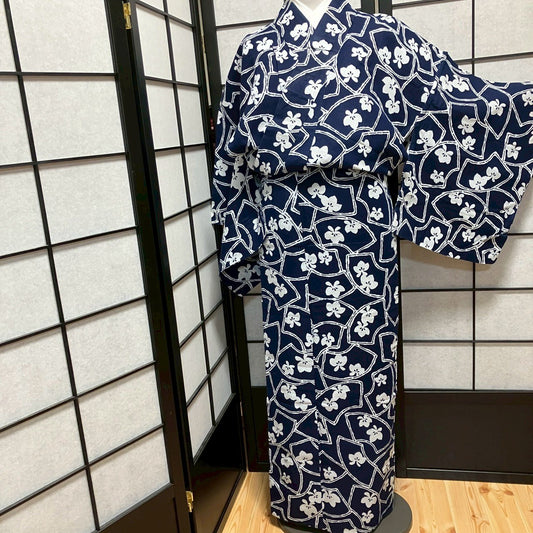 8752# Japanese Yukata Womens Vintage Fabric Cotton Robe Kimono Traditional
