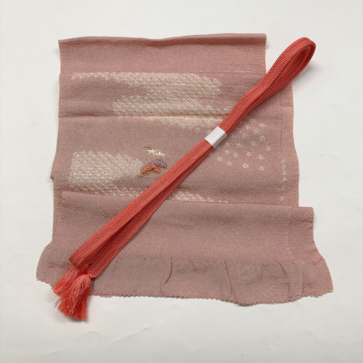 ［9886］帯締め 帯揚げ セット 丹後ちりめん 草花霞文様 絞り 金糸 縮緬 正絹 着物 帯絞め