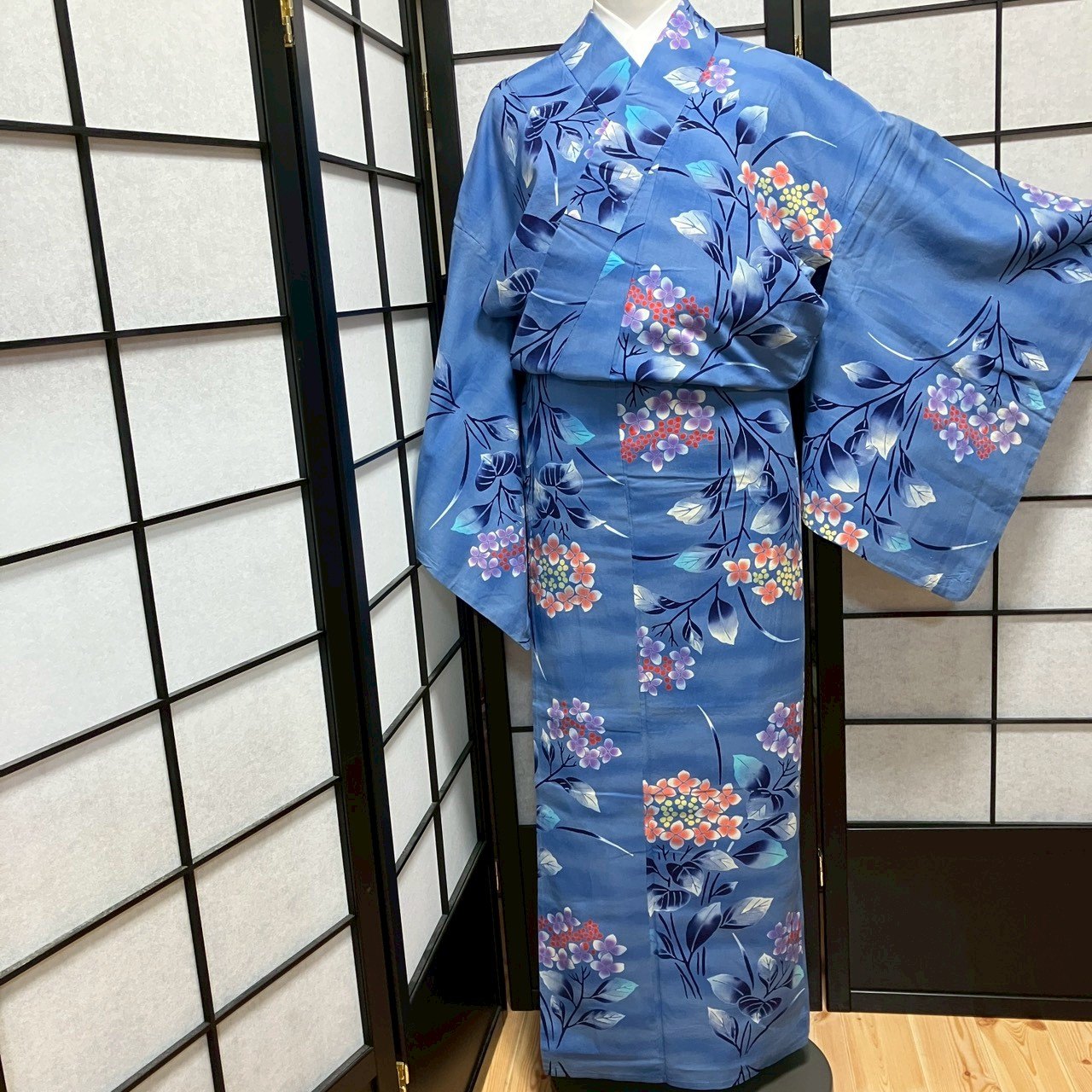 ［9140］浴衣 草木文様 ゆかた レディース 綿 リメイク