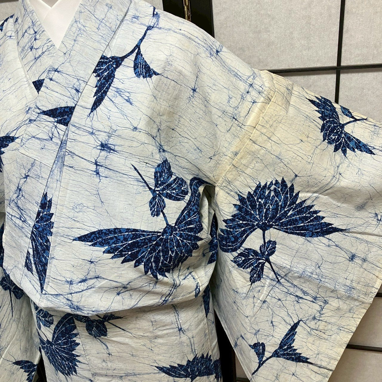［9094］浴衣 草花文様 ゆかた 綿 レディース リメイク