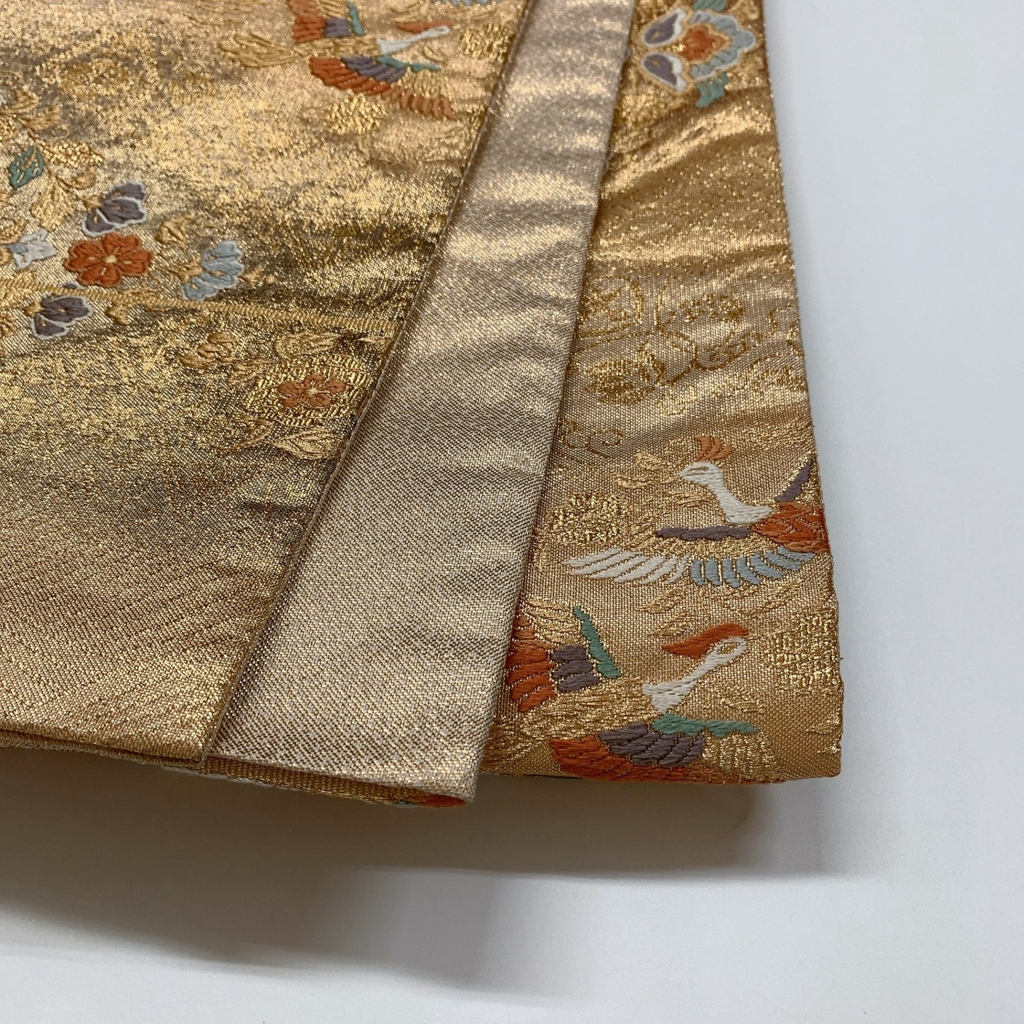 ［8959］袋帯 花菱鳳凰文様 金彩 六通 正絹 着物 フォーマル