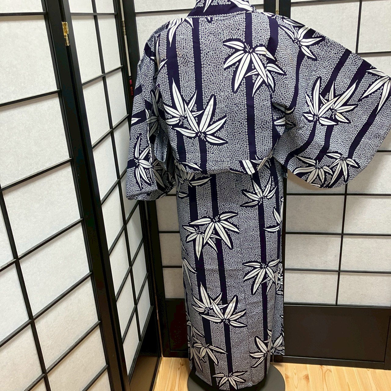 ［9146］浴衣 笹竹文様 ゆかた レディース リメイク 綿