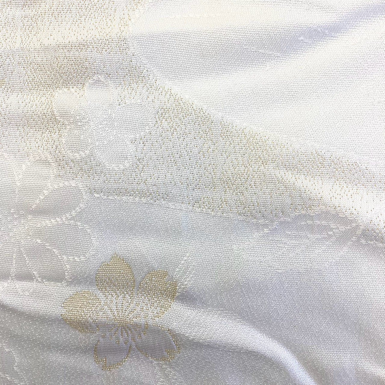 ［9206］帯締め 帯揚げ セット 草花流水文様 白 金銀糸 正絹 着物 帯絞め