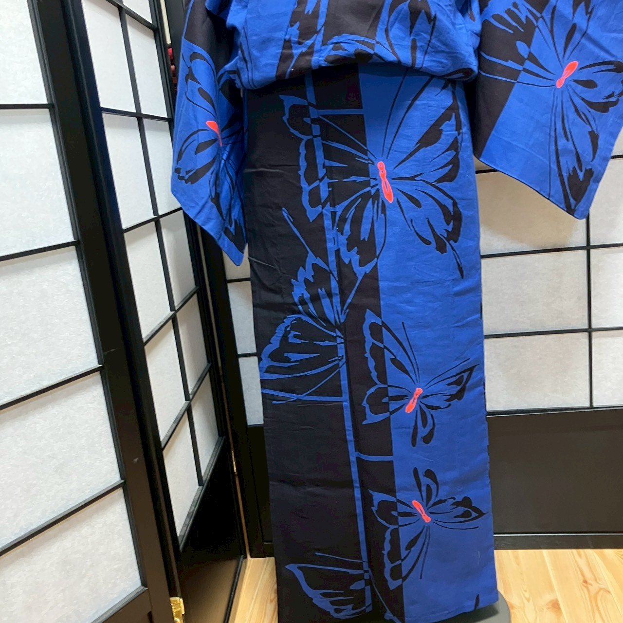 ［8786］浴衣 舞蝶文様 綿 ゆかた レディース リメイク