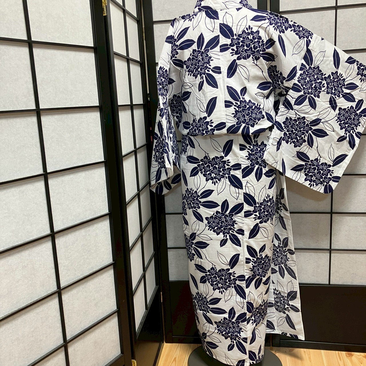 ［9083］浴衣 紫陽花 あじさい 白 綿 レディース ゆかた リメイク