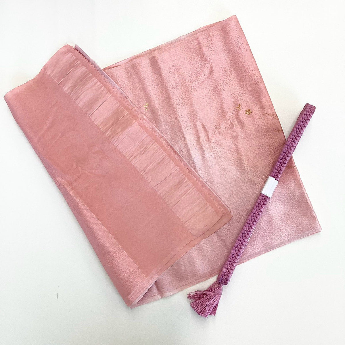 ［9220］帯締め 帯揚げ セット 草花短冊文様 金彩 正絹 着物 帯絞め