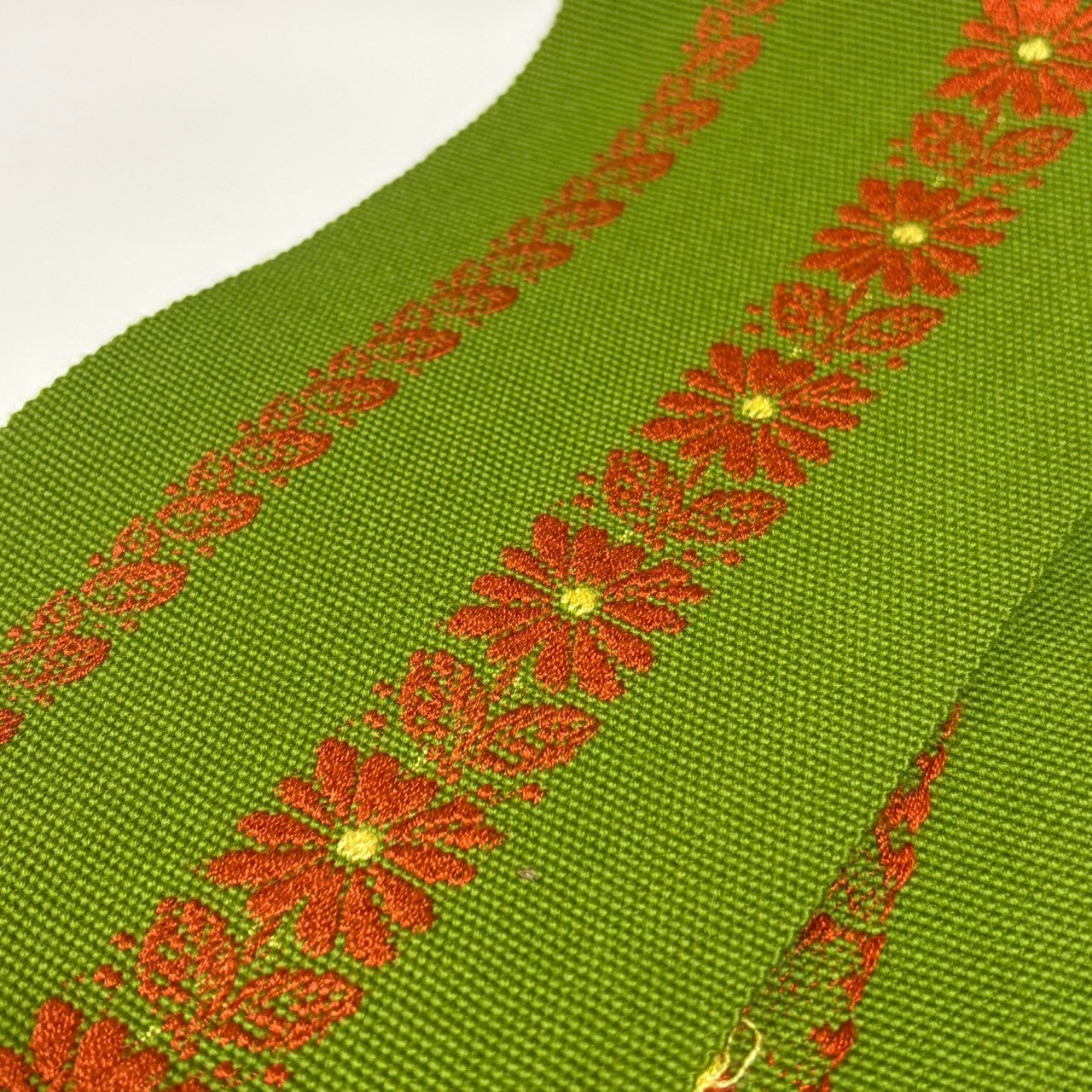 ［9603］半幅帯 花縞文様 刺繍 半巾帯 レディース 着物 浴衣 袴