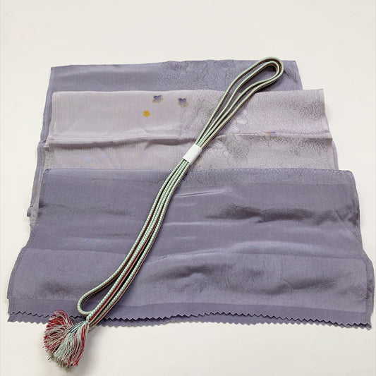 ［9771］帯締め 帯揚げ セット 梅鉢文様 金彩 逸品 正絹 着物 帯絞め