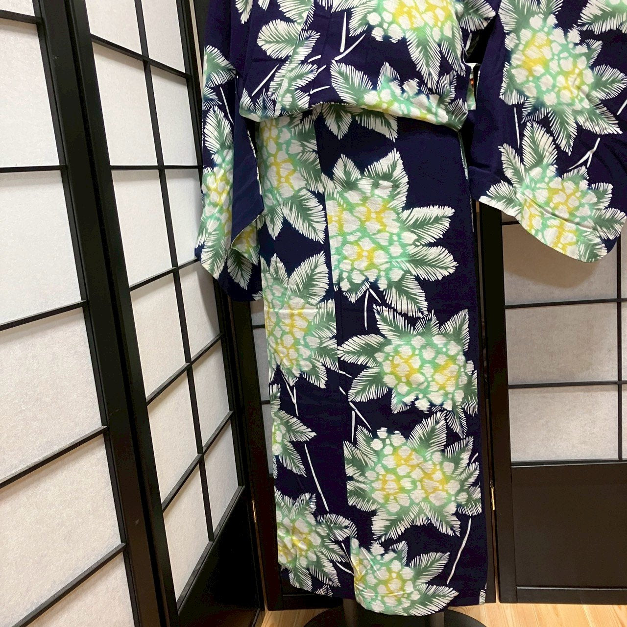 ［9445］浴衣 草葉文様 ぼかし ゆかた レディース リメイク 綿