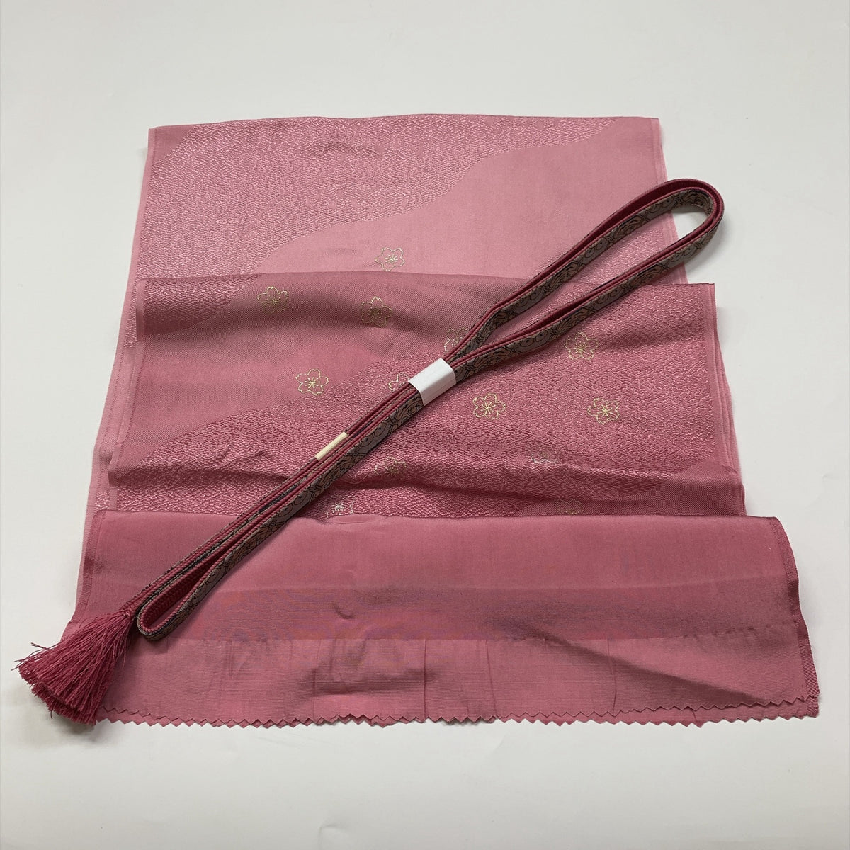 ［9285］帯締め 帯揚げ セット 花散らし 金銀糸 正絹 着物 帯絞め