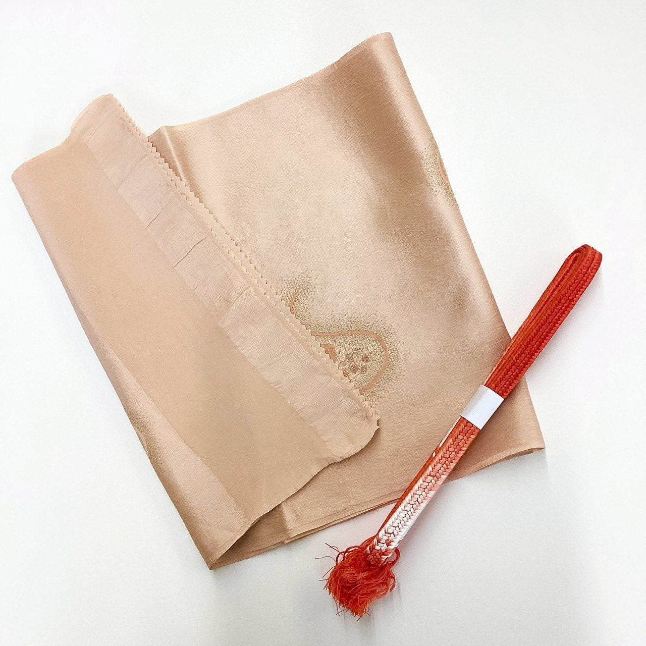 ［8250］帯締め 帯揚げ セット 草花文様 金糸 正絹 着物 帯絞め