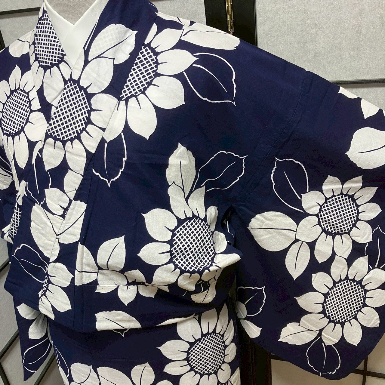 ［8785］浴衣 向日葵 ひまわり 草花文様 綿 ゆかた レディース リメイク