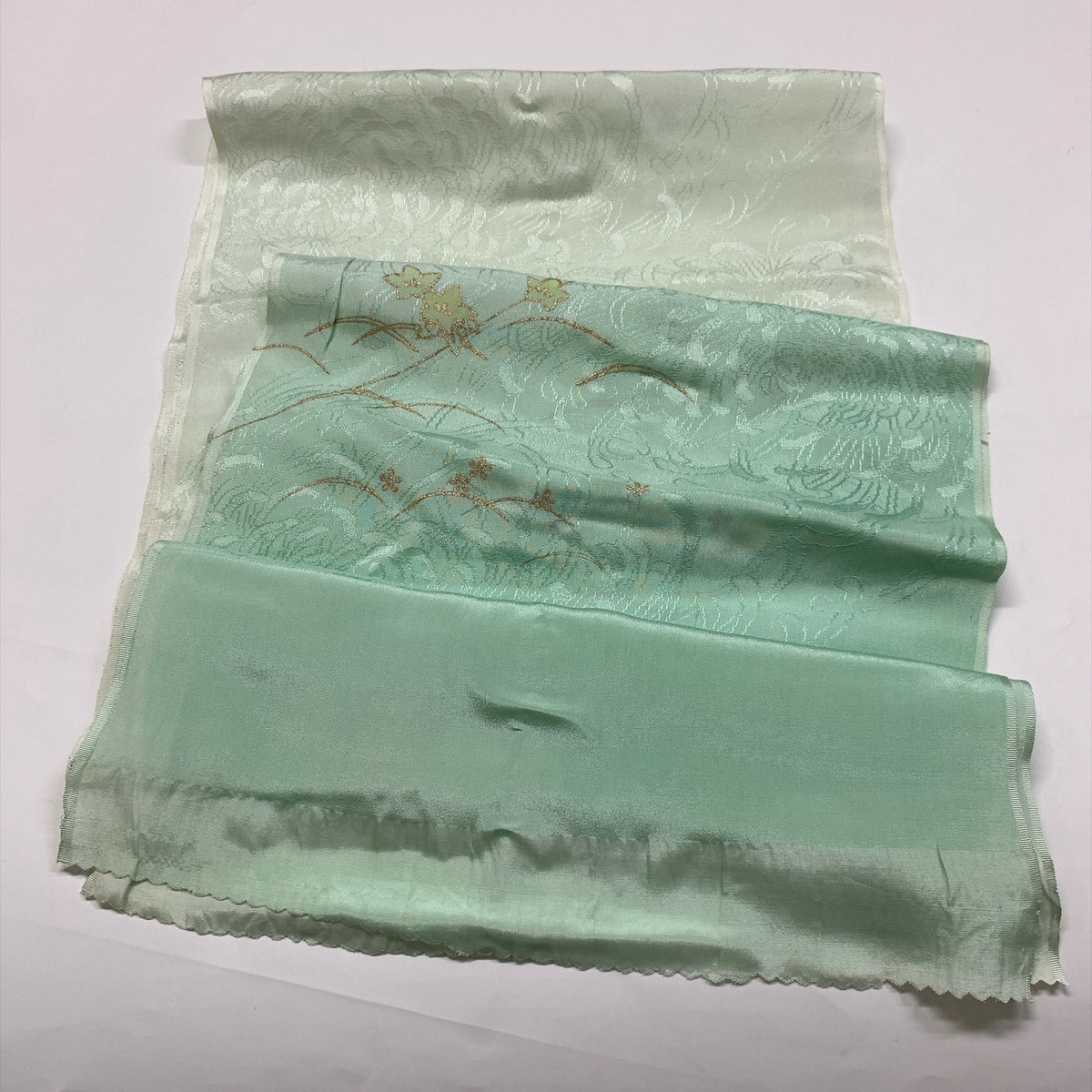 ［9838］帯締め 帯揚げ セット 草花文様 金彩 正絹 着物 帯絞め