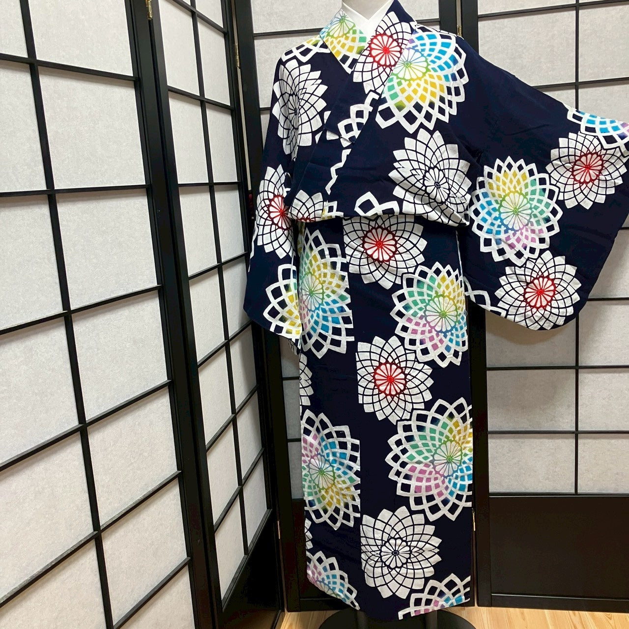 ［9461］浴衣 草花文様 ぼかし ゆかた レディース 綿 リメイク