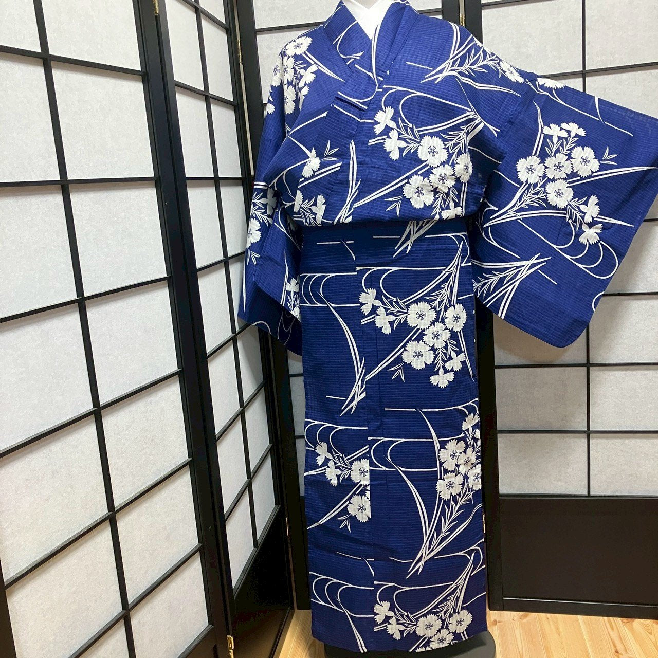 ［9130］浴衣 草花流水文様 ゆかた レディース リメイク 綿