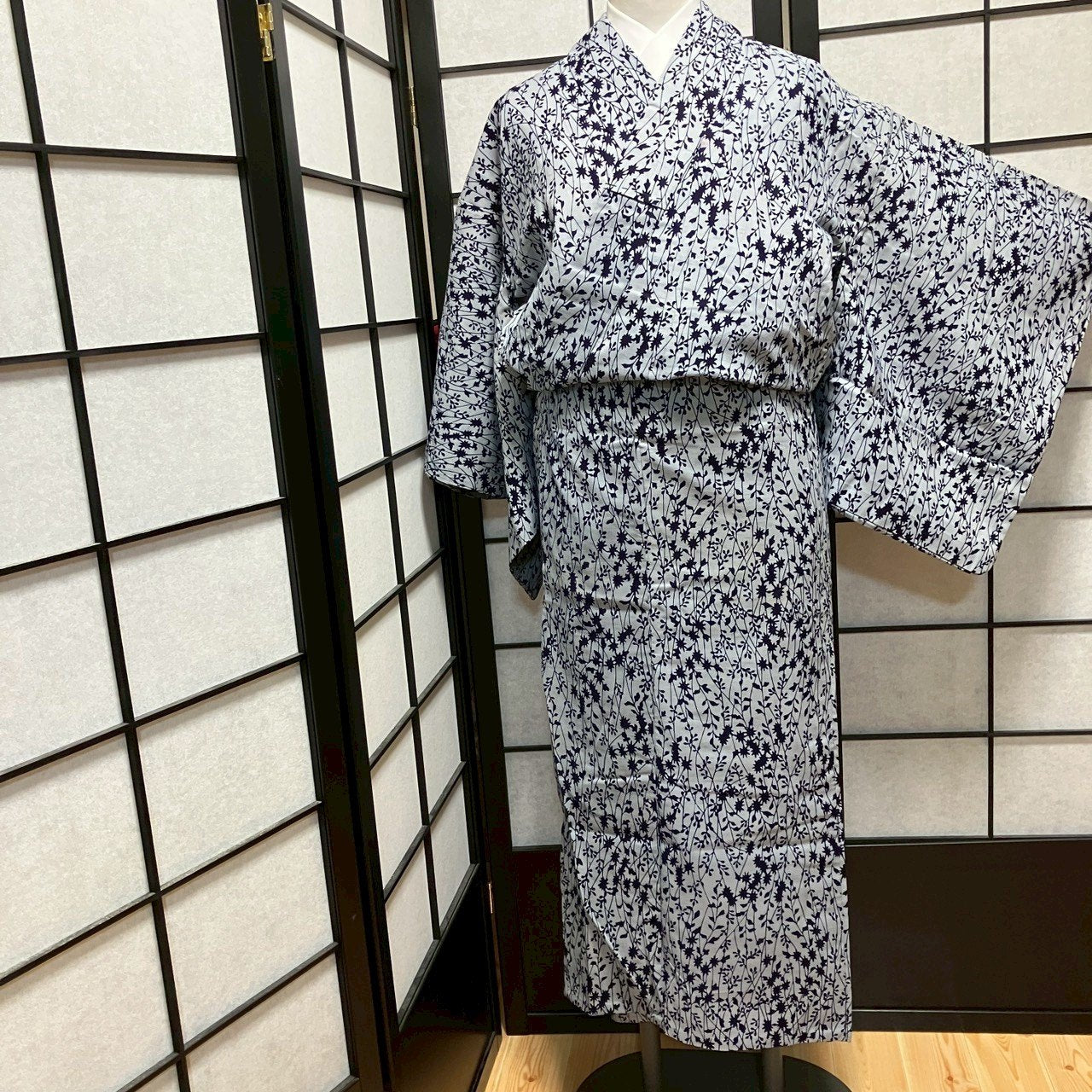 ［9493］浴衣 枝花文様 ゆかた レディース 綿 リメイク
