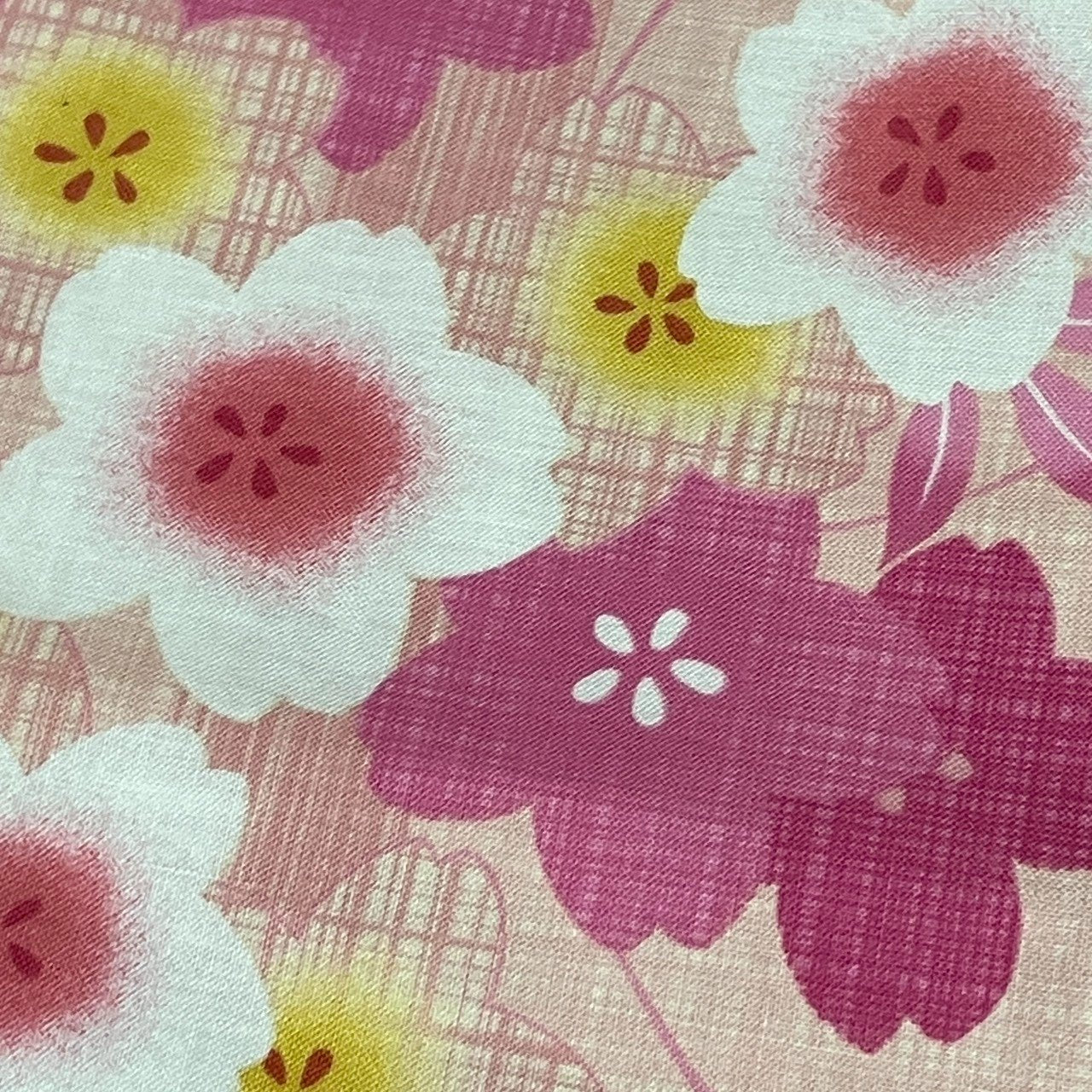 ［9128］浴衣 美品 草花飾り紐文 ゆかた レディース 綿 リメイク