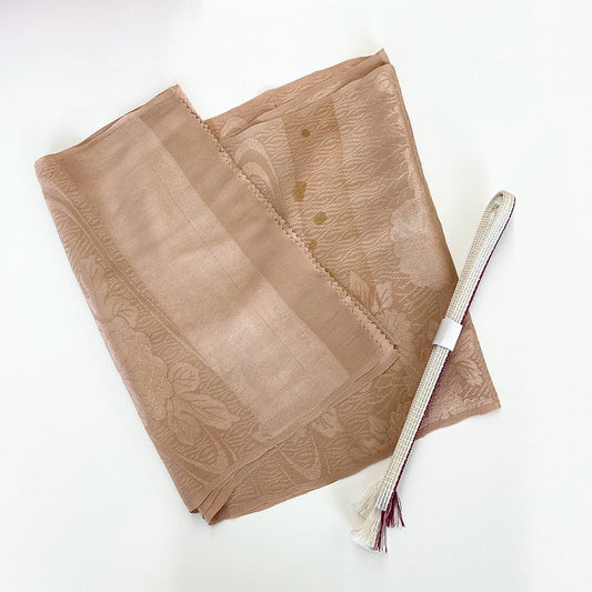 8549# Japanese Kimono Accessory Vintage Obiage and Obijime 2-piece Set Silk