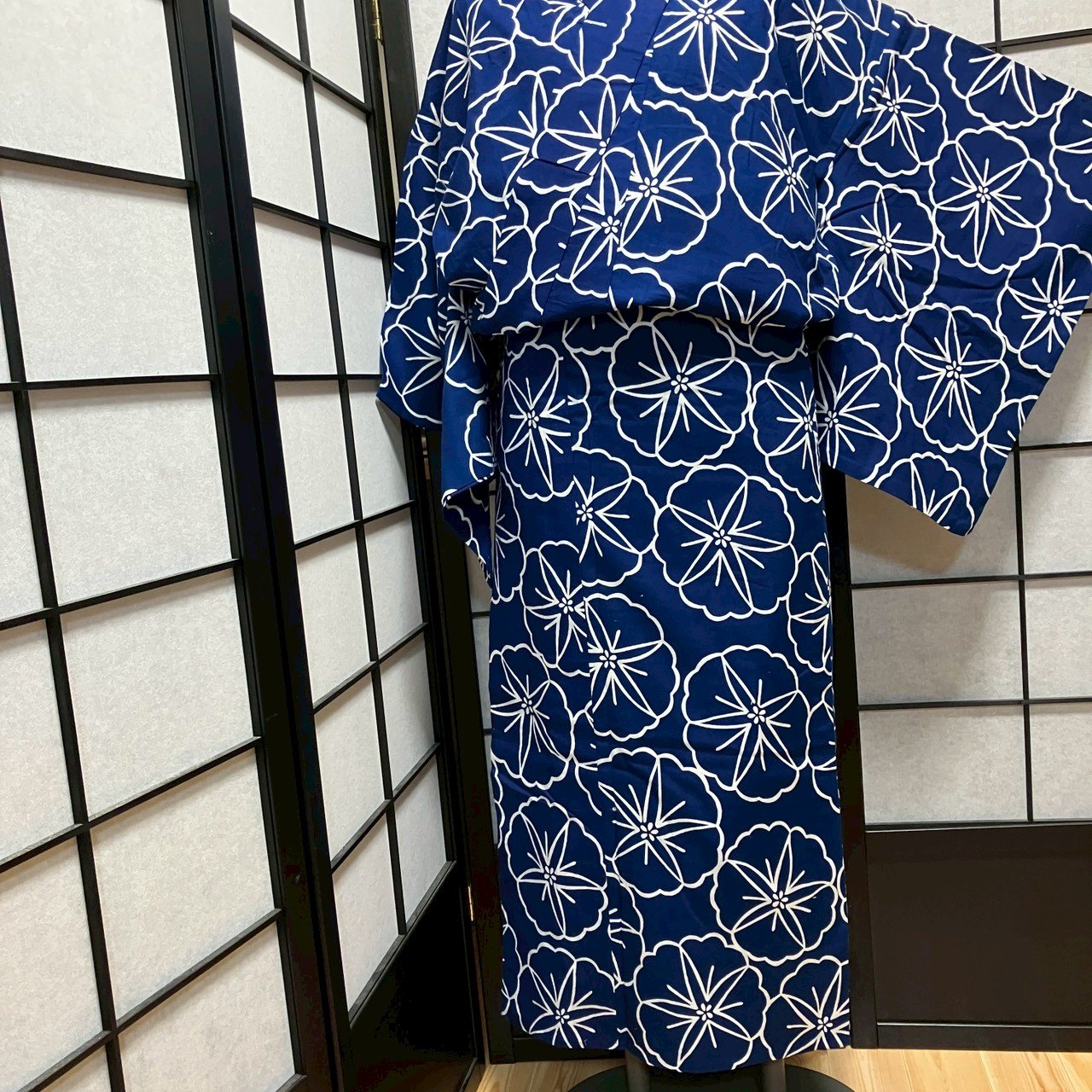 ［9455］浴衣 朝顔文様 あさがお 綿 リメイク レディース ゆかた