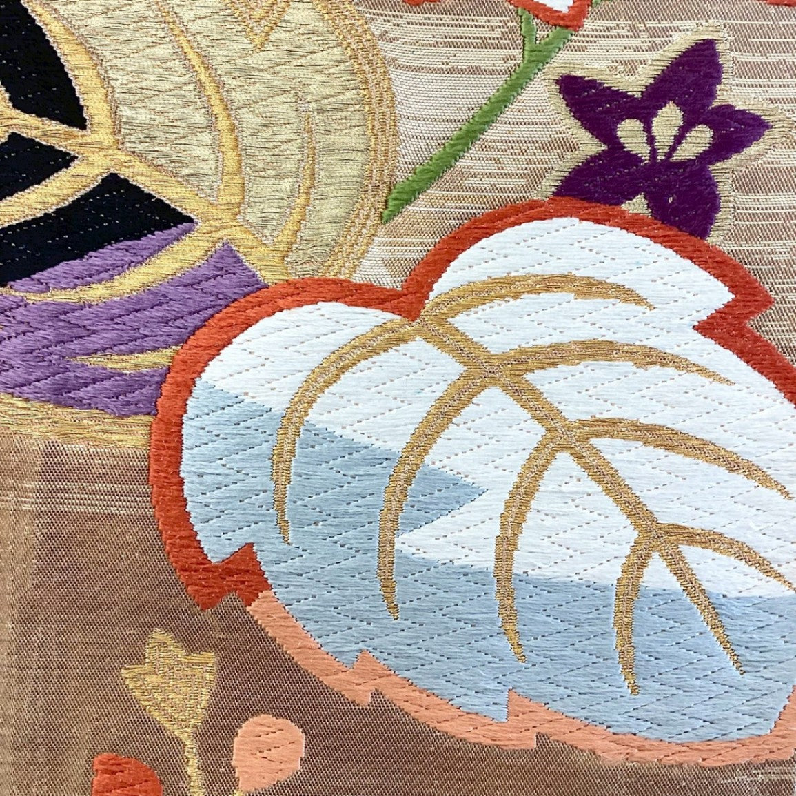 ［8811］袋帯 桐花文様 刺繍 金糸 六通 正絹 着物 フォーマル