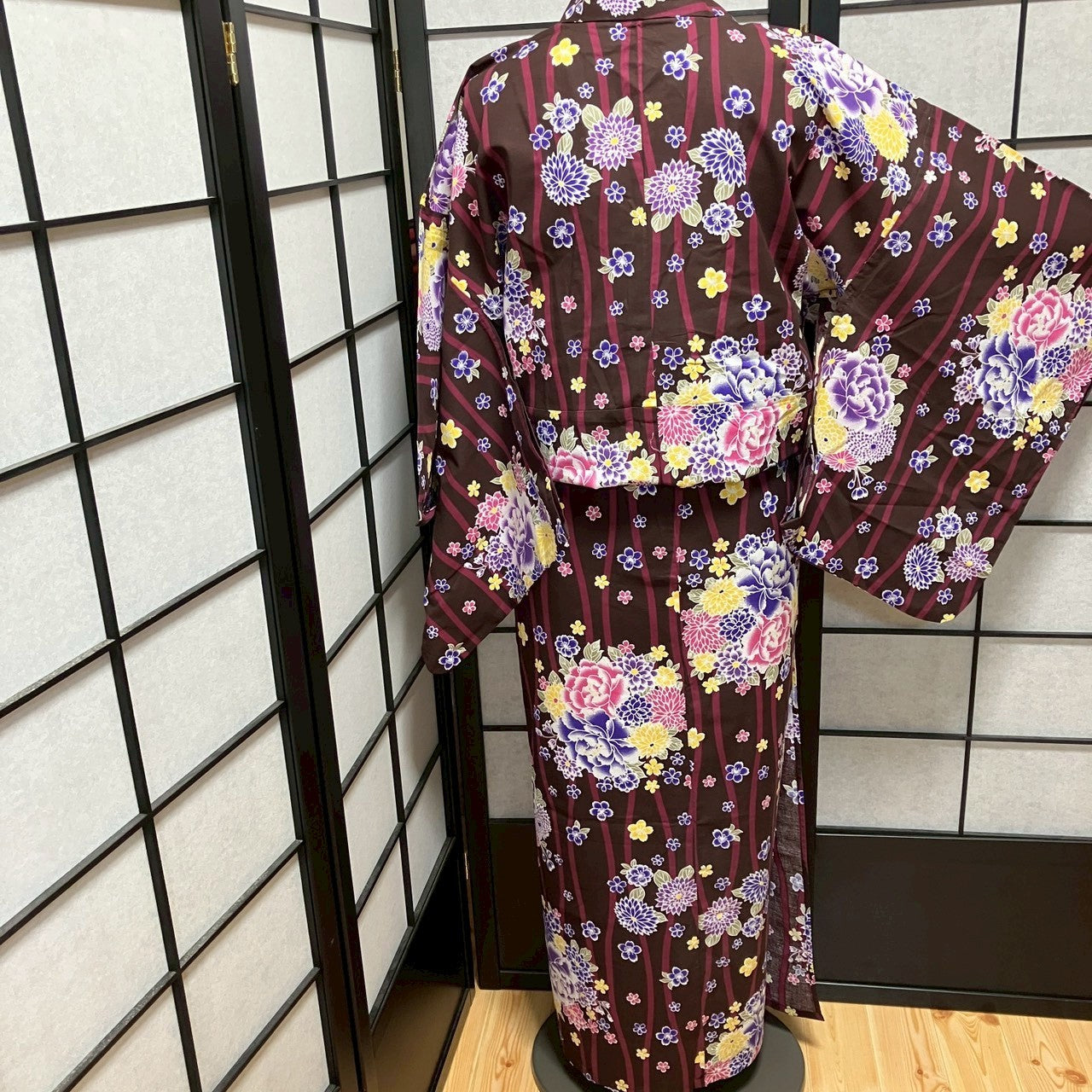 ［9137］浴衣 美品 花束立湧文様 ゆかた レディース 綿 リメイク