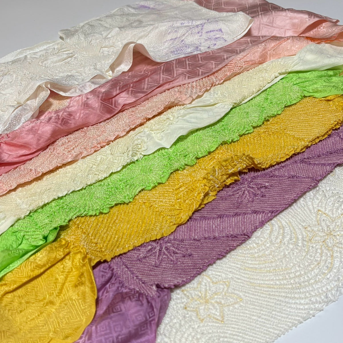 0263# Japanese Vintage Bundle 35pcs Set Bulk Obiage Kimono Silk Wholesale
