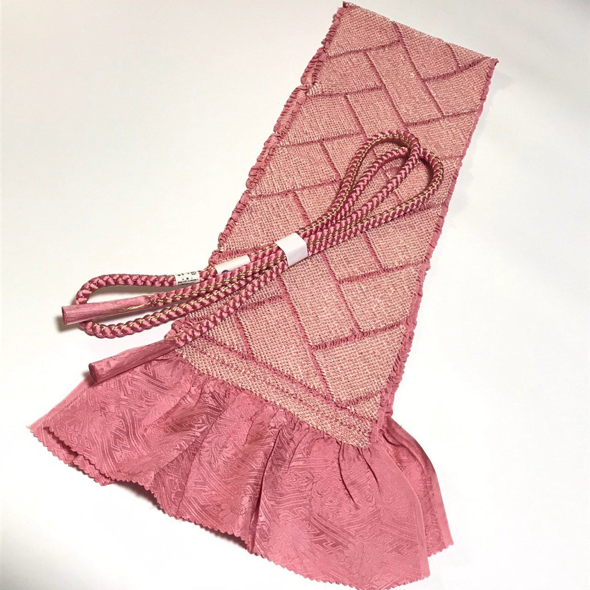 ［9971］帯締め 帯揚げ セット 美品 網代文様 総絞り 金糸 正絹 着物 帯絞め 振袖 成人式