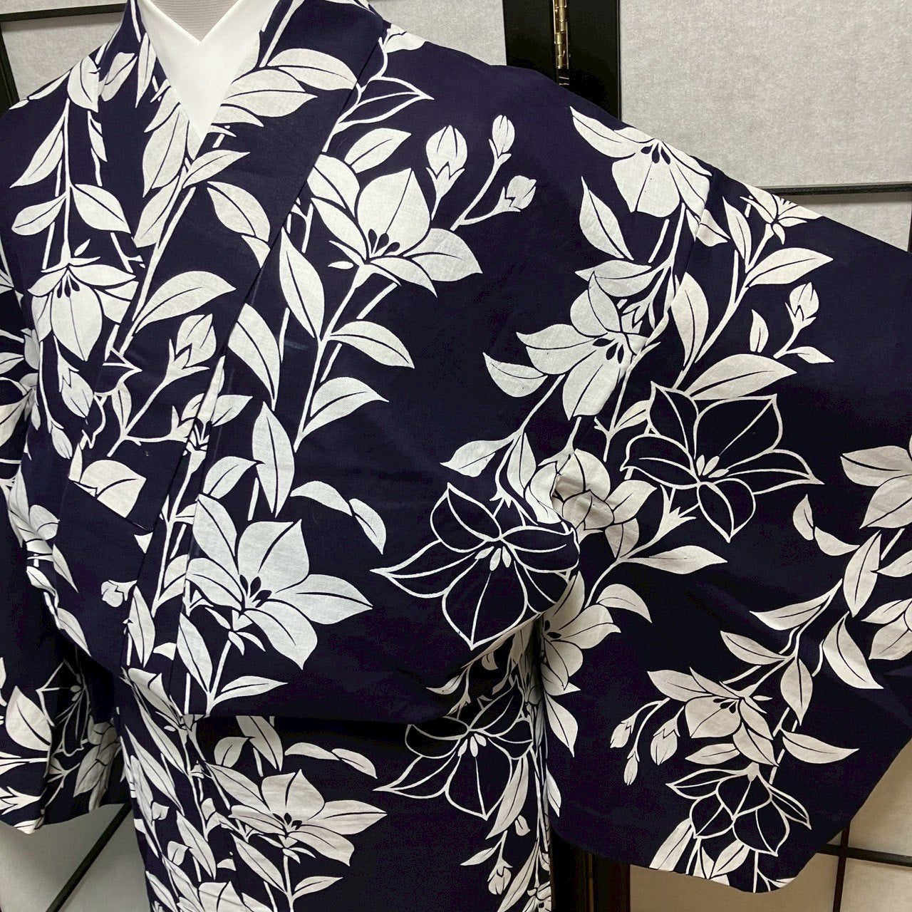［9170］浴衣 美品 枝花吉祥文様 ゆかた レディース 綿 リメイク