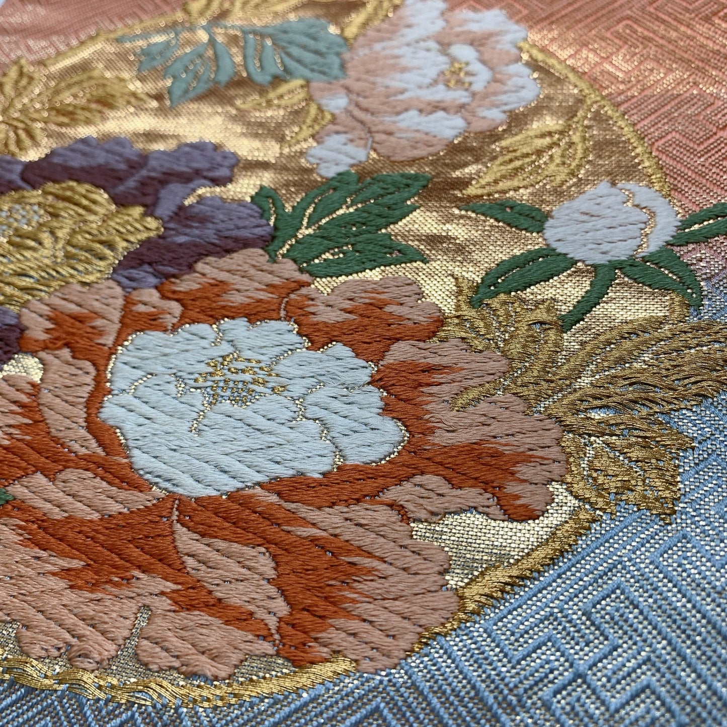 ［8926］袋帯 花丸吉祥文様 ぼかし 金糸 六通 正絹 着物 フォーマル