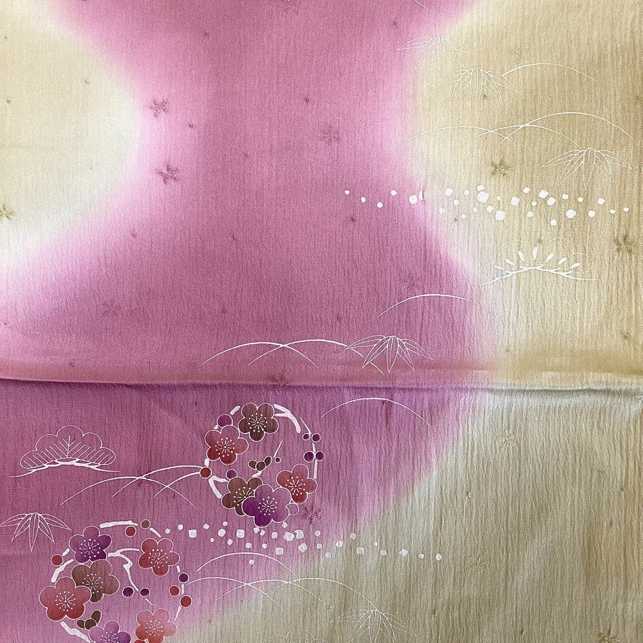 ［8256］帯締め 帯揚げ セット 花丸文様 金彩 ぼかし 正絹 着物 帯絞め