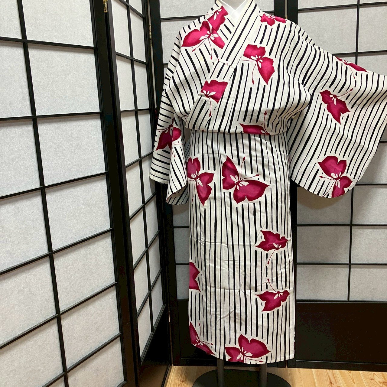 ［9487］浴衣 舞蝶文様 ゆかた レディース リメイク 綿