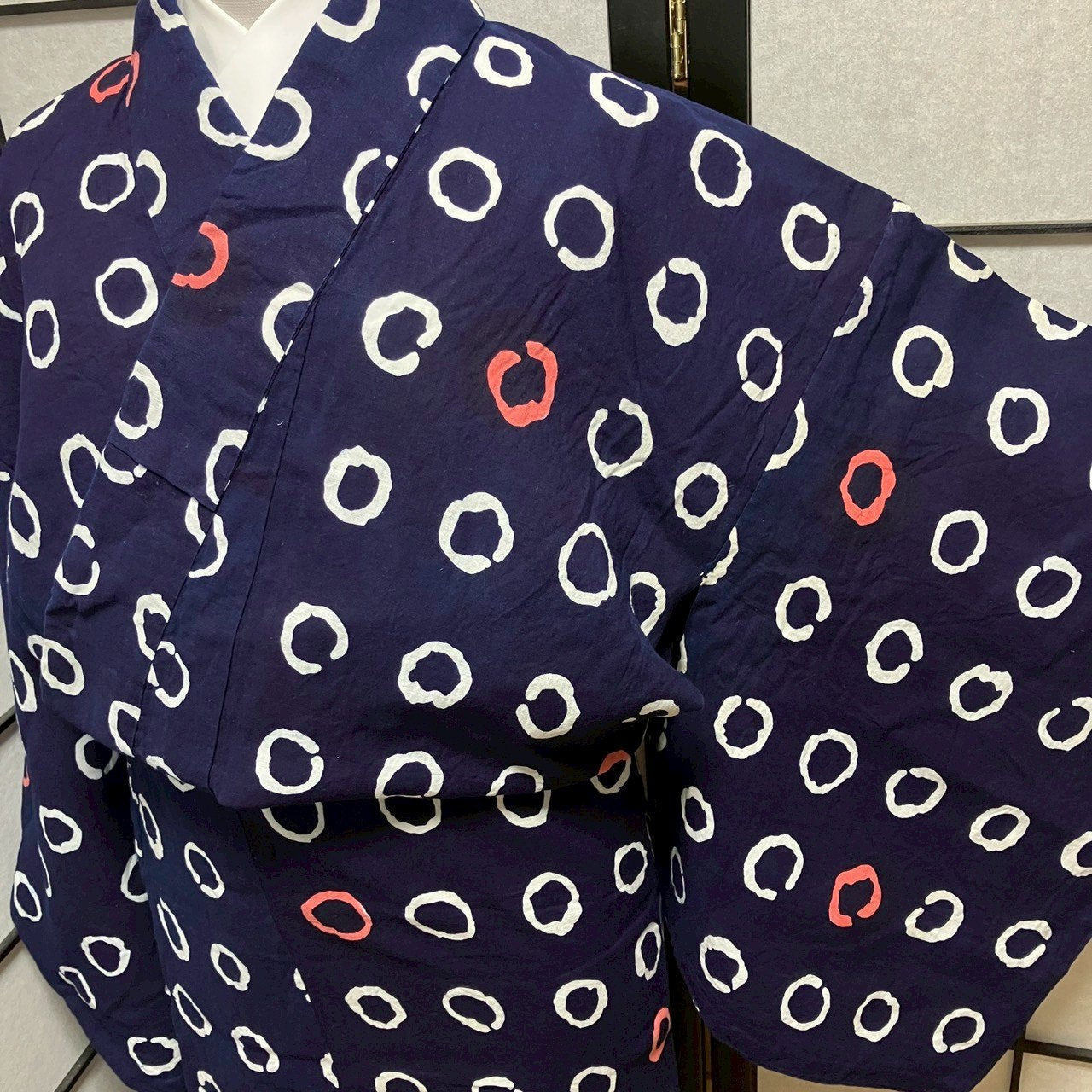 ［9425］浴衣 丸文様 ゆかた レディース リメイク 綿