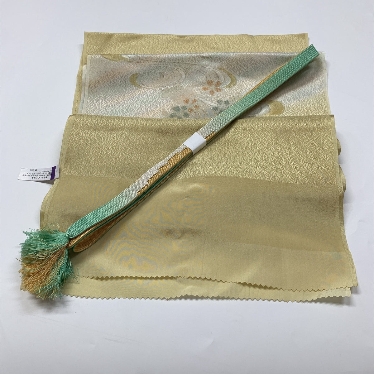 ［9280］帯締め 帯揚げ セット 花筏文様 ぼかし 金糸 正絹 着物 帯絞め