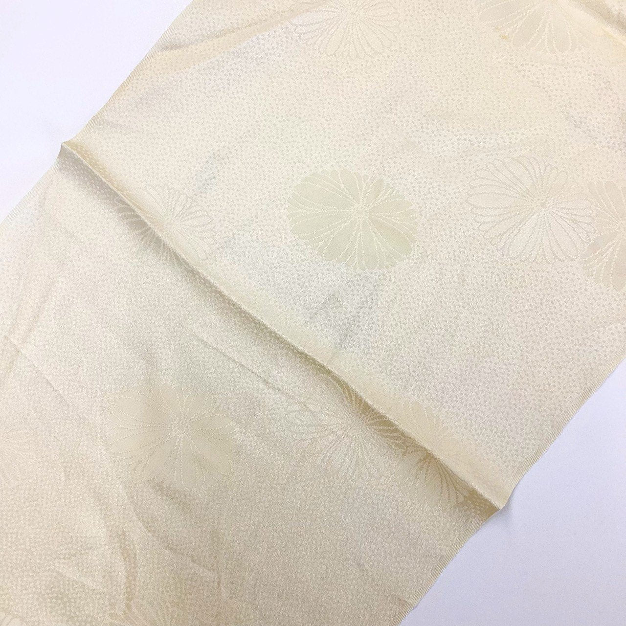 ［8492］帯締め 帯揚げ セット 菊青海波文様 金糸 正絹 着物 帯絞め