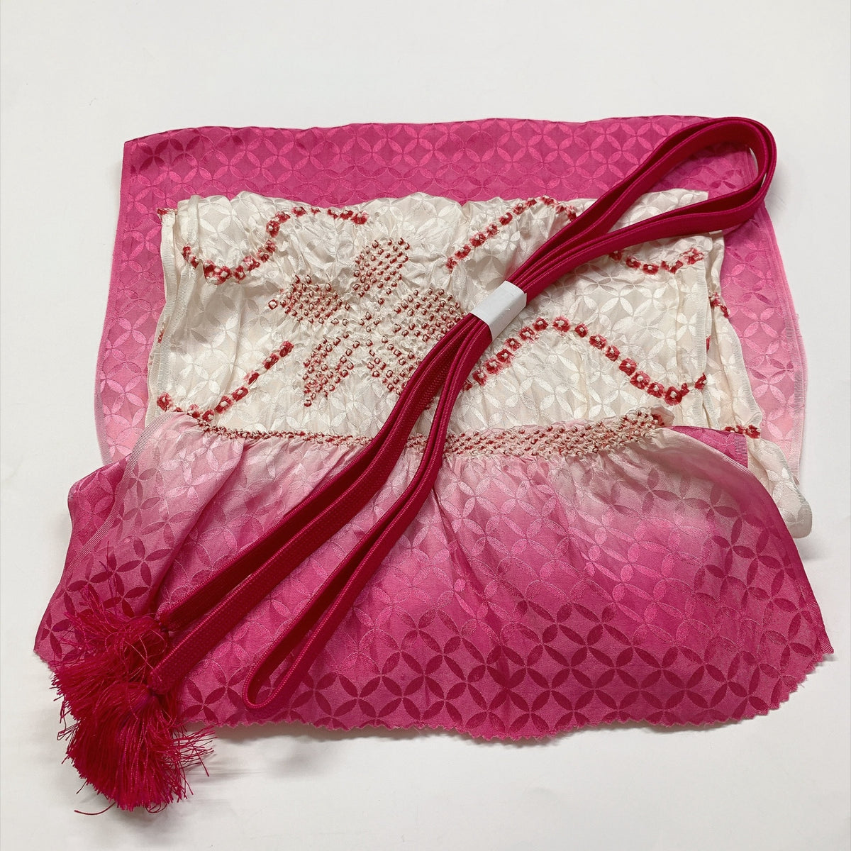 ［9862］帯締め 帯揚げ セット 草花文様 絞り ぼかし 正絹 着物 帯絞め
