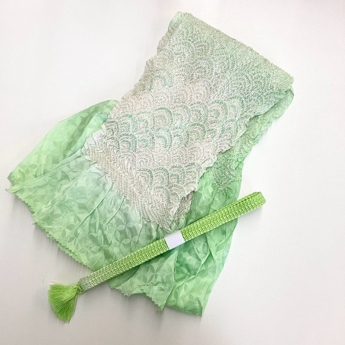 ［9733］帯締め 帯揚げ セット 絞り 青海波 正絹 着物 帯絞め