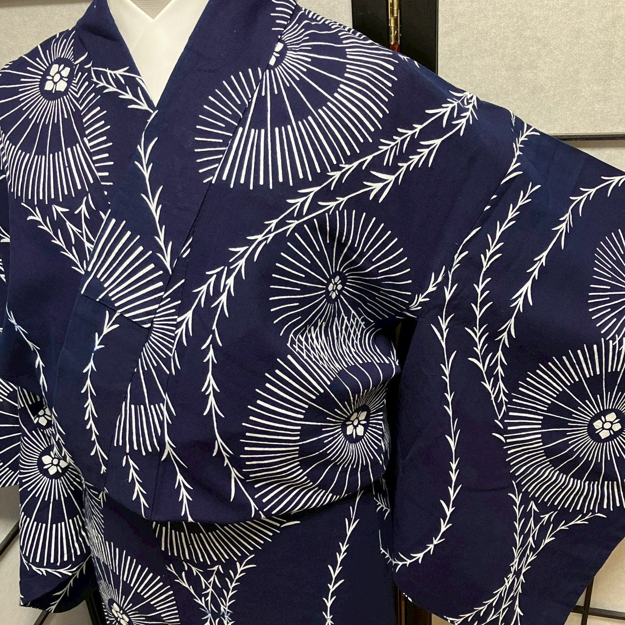 ［9431］浴衣 番傘草木文様 綿 レディース ゆかた リメイク