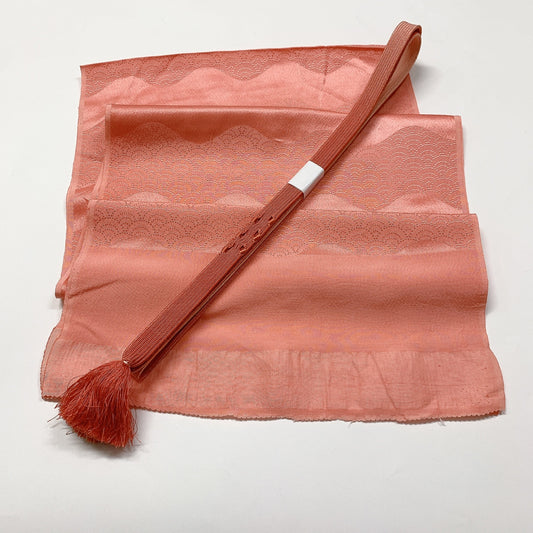 8068# Japanese Kimono Accessory Vintage Obiage and Obijime 2-piece Set Silk