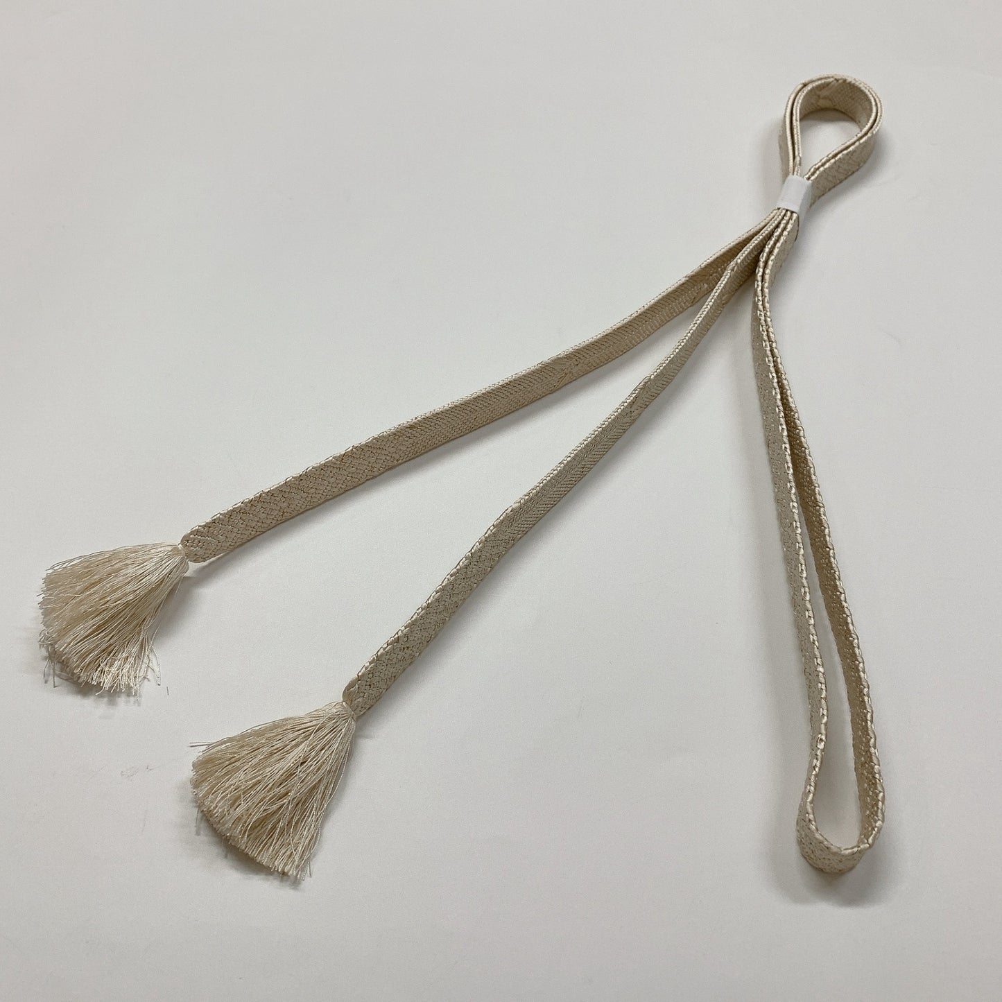 ［9053］帯締め 帯揚げ セット 枝花文様 白 正絹 着物 帯絞め